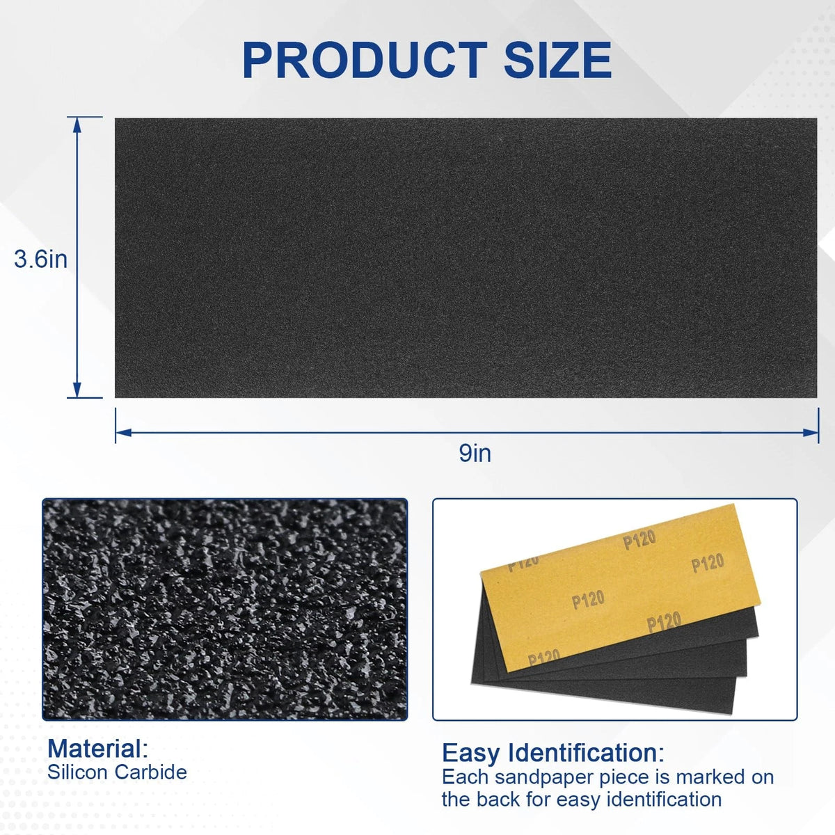 50PCS Sand Paper Set for Automotive Use (9 x 3.6 inches, 13 Grits)
