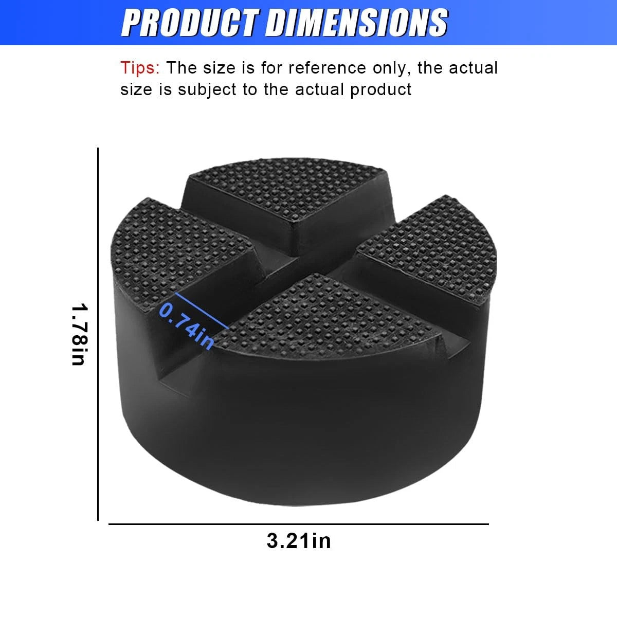 Rubber Cross Slotted Jack Stand Pad for Disk Frame Rail Protector (1PC)