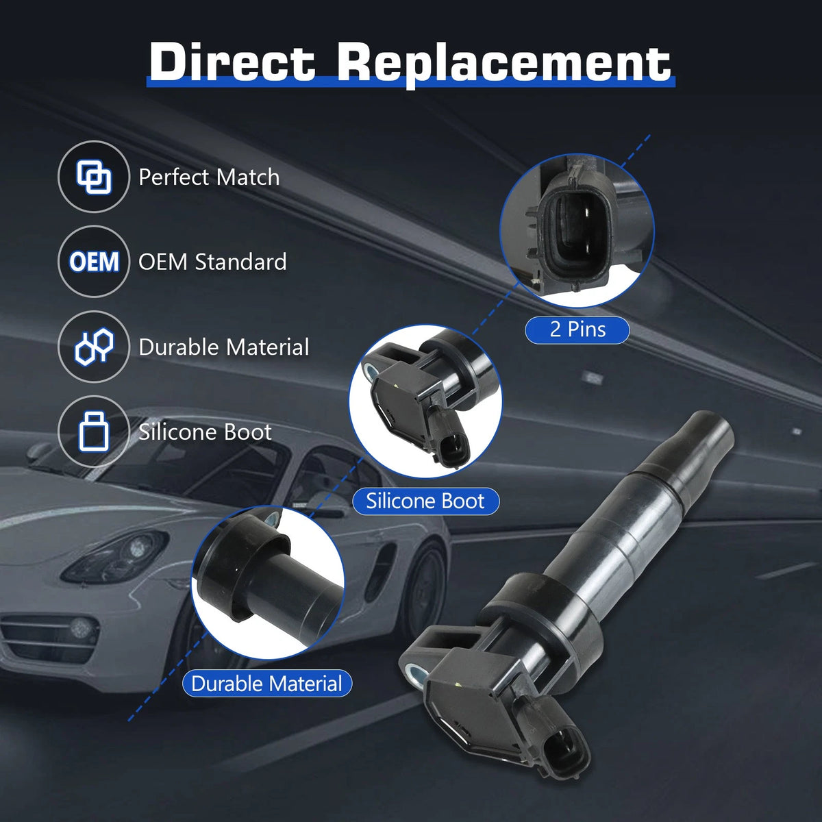 Set of 4 Ignition Coils UF647 for 2013-2015 Hyundai Santa Fe