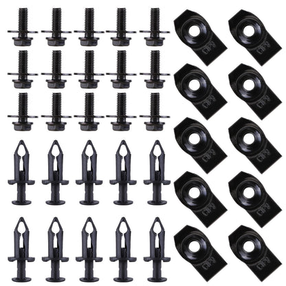 35pcs Engine Under Cover Splash Shield Fastener Bolts & U-Nut Clips for (150171197)