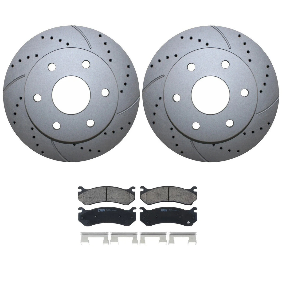 Front Brake Kit 305mm Drilled Rotors TRW Ceramic Pads for Cadillac Chevrolet GMC