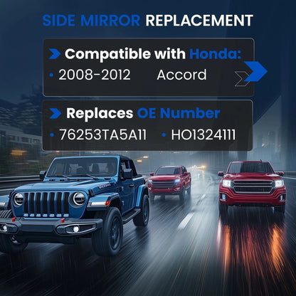 Heated Mirror Glass with Backing Plate for Honda Accord (2008–2012)