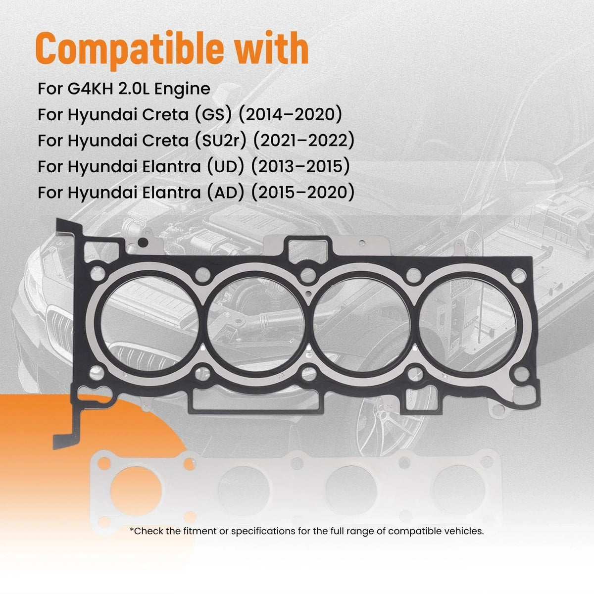 G4KH Engine Gasket Seals Kit & Head Bolts for Hyundai Sonata, KIA Soul (2012–2020)