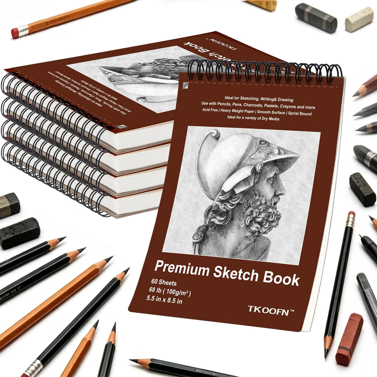 5 Pack Small Sketch Book for (5.5x8.5 Inch)