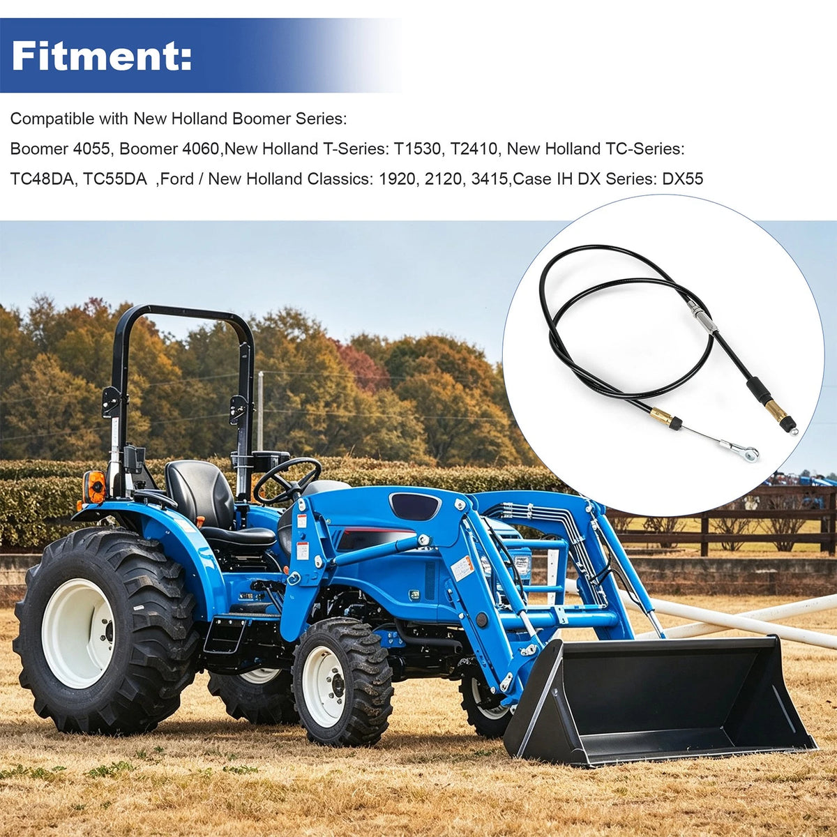 Hand Throttle Cable 40.74" for New Holland Boomer 4055 4060 TC48DA (SBA312070200)