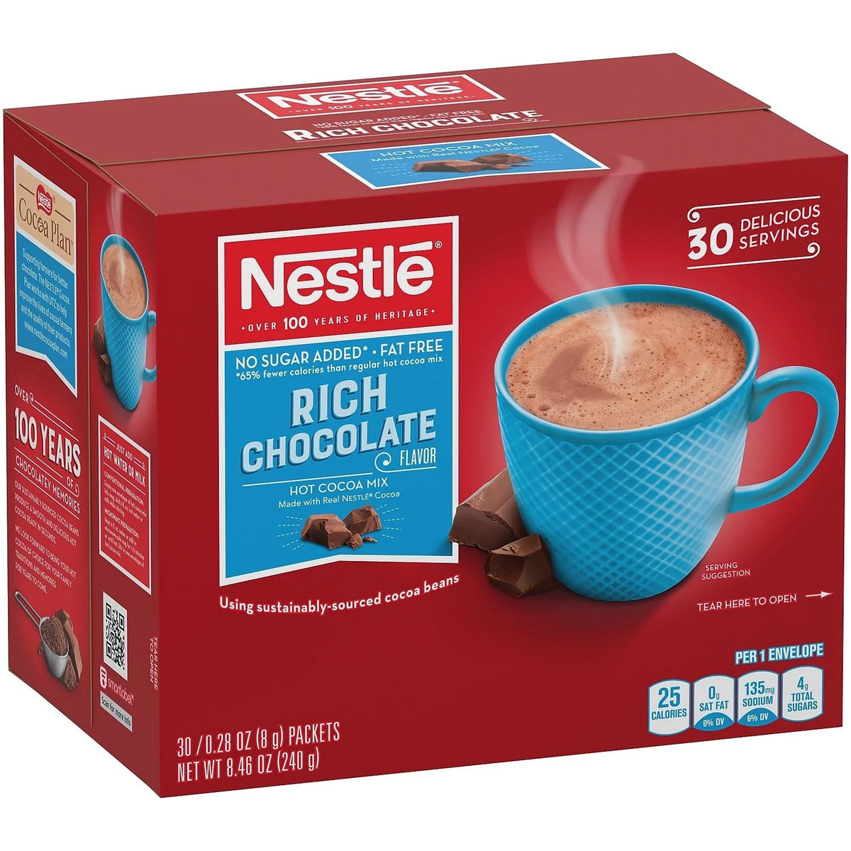 Nestle Cocoa Mix No Sugar Added 30 Count (Pack of 1)