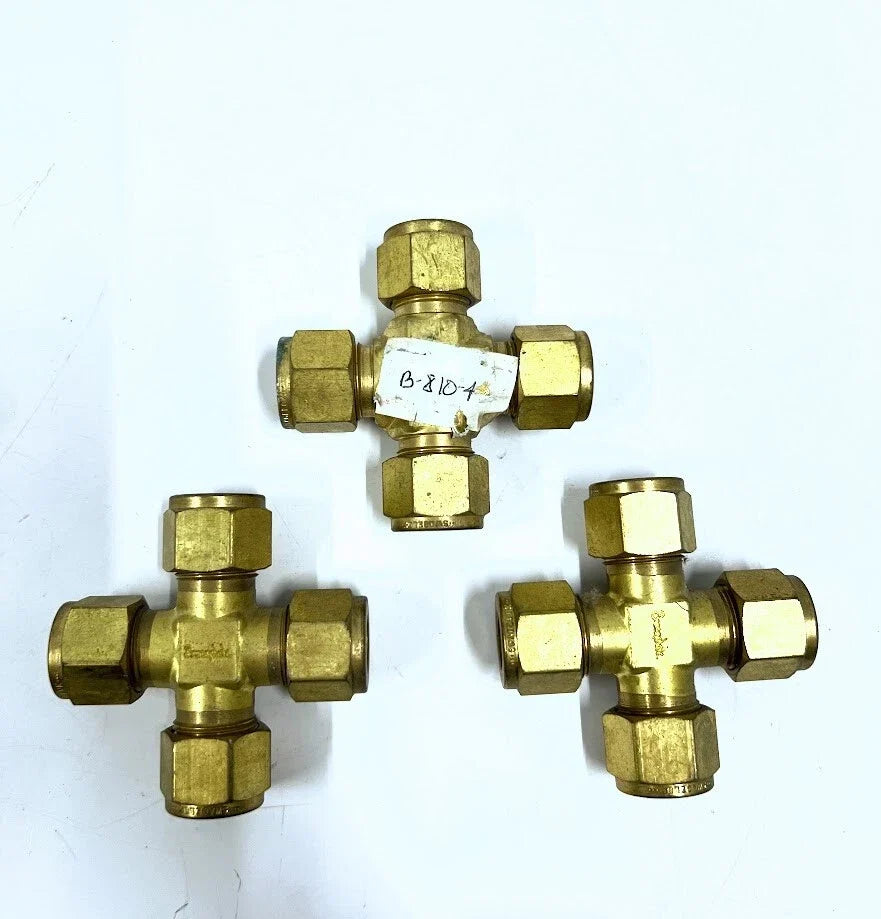 3X Swagelok B-810-4 Union Cross Fitting 1/2 in