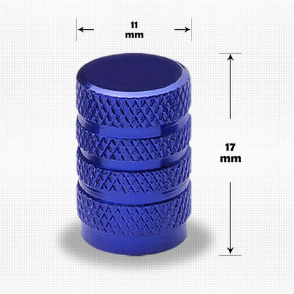 Set of 4 Blue Aluminum Tire Stem Caps for Universal Vehicles