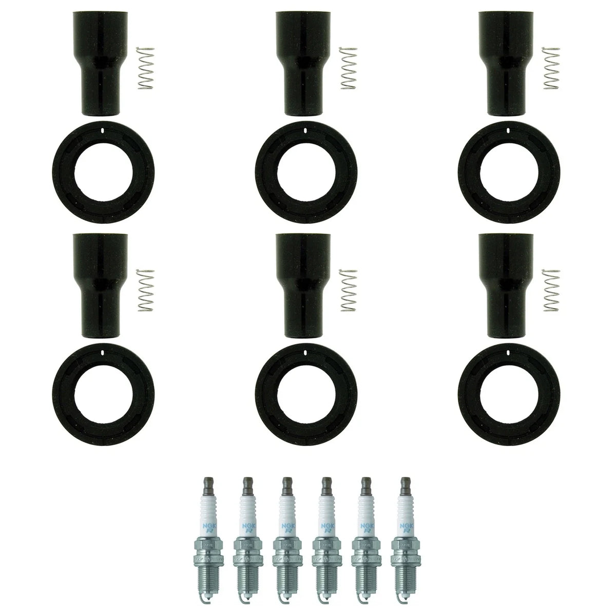 Set of 6 NGK Laser Platinum Spark Plugs & Coil Boots for Camry Highlander RX300 (1997–2006)
