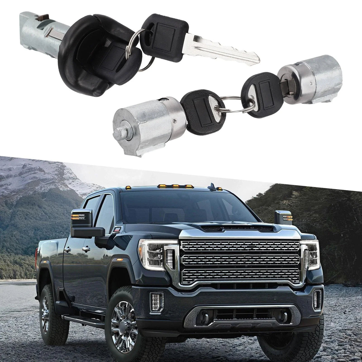 Complete Set of Door Lock Cylinders and Keys for Chevy GMC (702671, 702674)