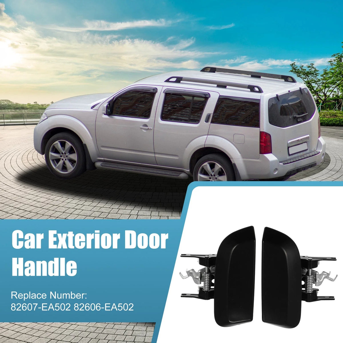 2 Pcs Rear Door Outer Handle for Nissan (82607-EA502, 82606-EA502)