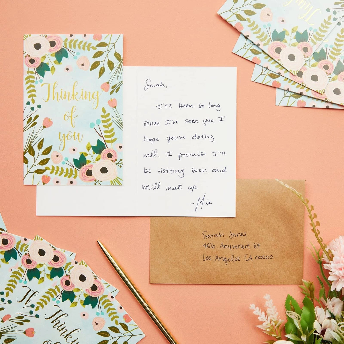 48 Pack Thinking of You Cards Bulk - 4x6 Inches, Blue