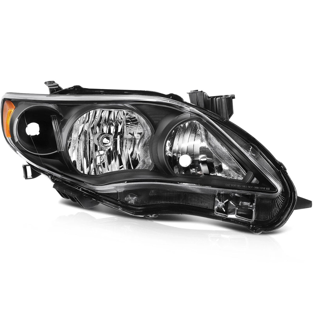 Headlight Assembly Pair for Toyota Corolla 2011–2013 (1.8L 2.4L) Black Amber