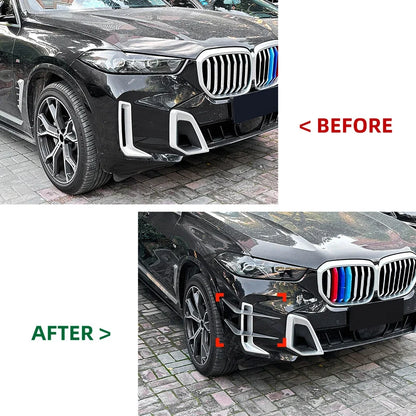 Gloss Black Front Bumper Duct Vents Fin Trim for BMW X5 G05 (2023–2023)