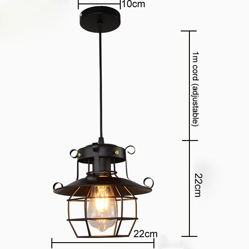 Rustic Industrial Iron Cage Pendant Light Fixture for Farmhouse Decor