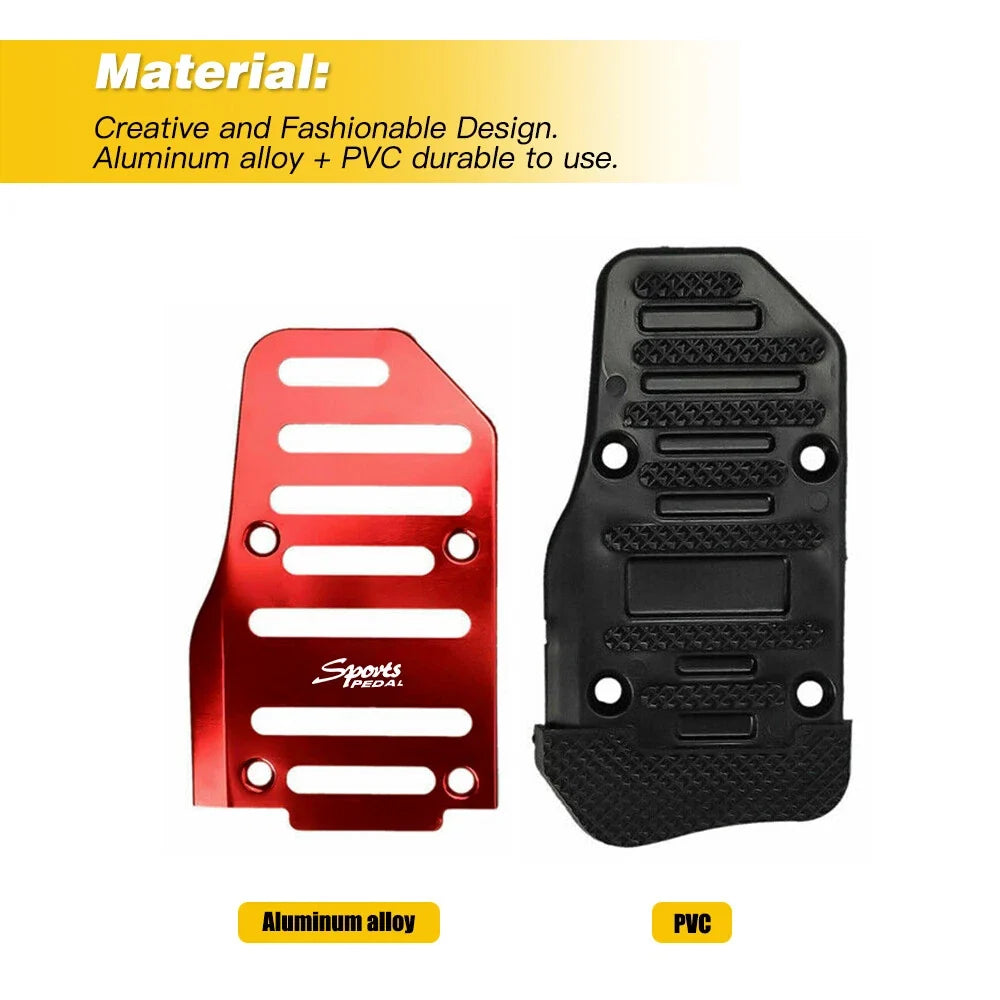 Set of 2 Red Non-Slip Manual Transmission Brake Pedal Pads for Car