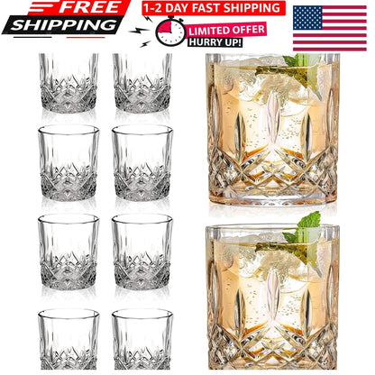 Crystal Whiskey Glasses Set of 8 for Old Fashioned (11 OZ)