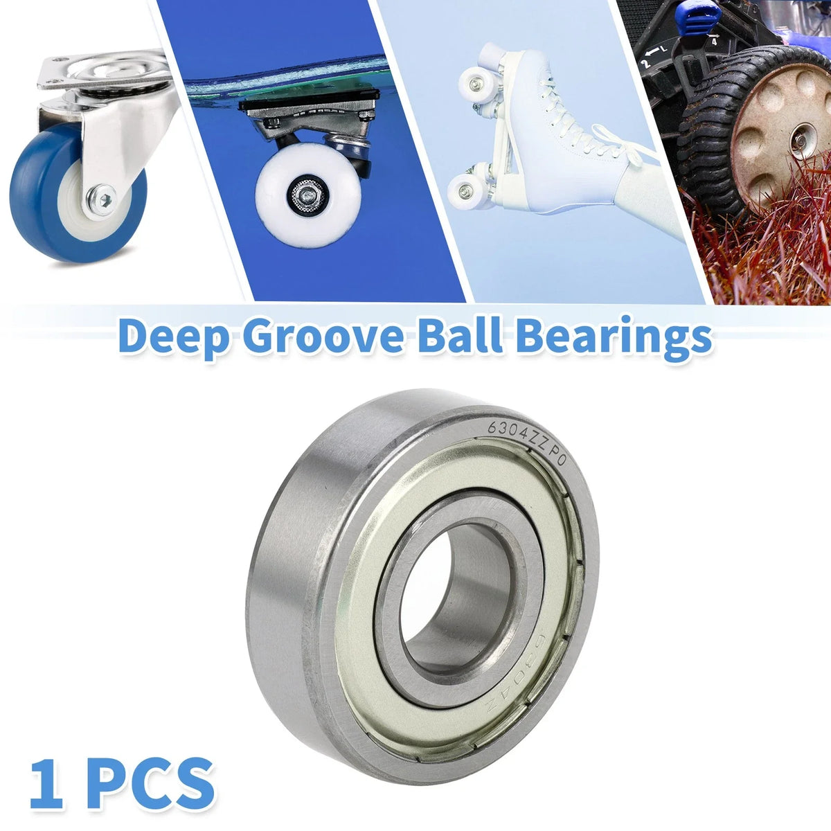 6304ZZ Deep Groove Ball Bearing for Scooter Skateboard (20x52x15mm)