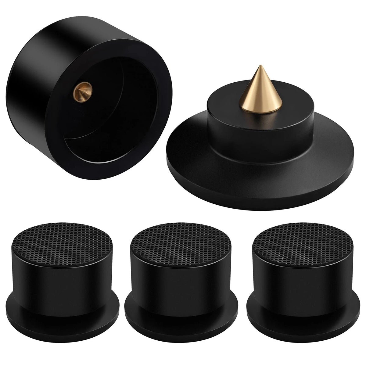 Set of 4 Turntable Isolation Feet for Speakers & Subwoofers - Black