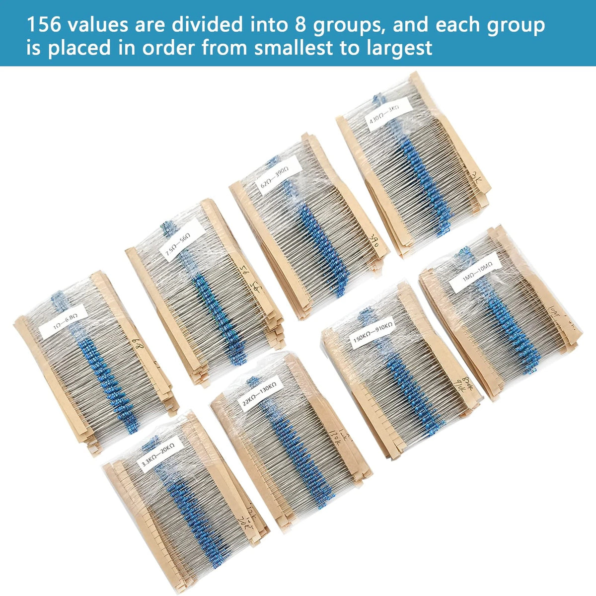 3120pcs Metal Film Resistor Kit for Various Applications (1 Ohm-10M Ohm)