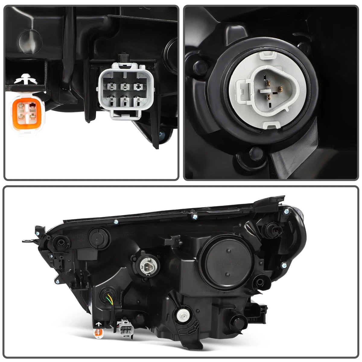 Pair Headlight Assembly for Toyota RAV4 (2016–2018) with LED DRL Black Housing