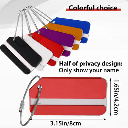 Set of 12 Luggage Tags - Red, Silver, Black, Blue, Purple, Gold