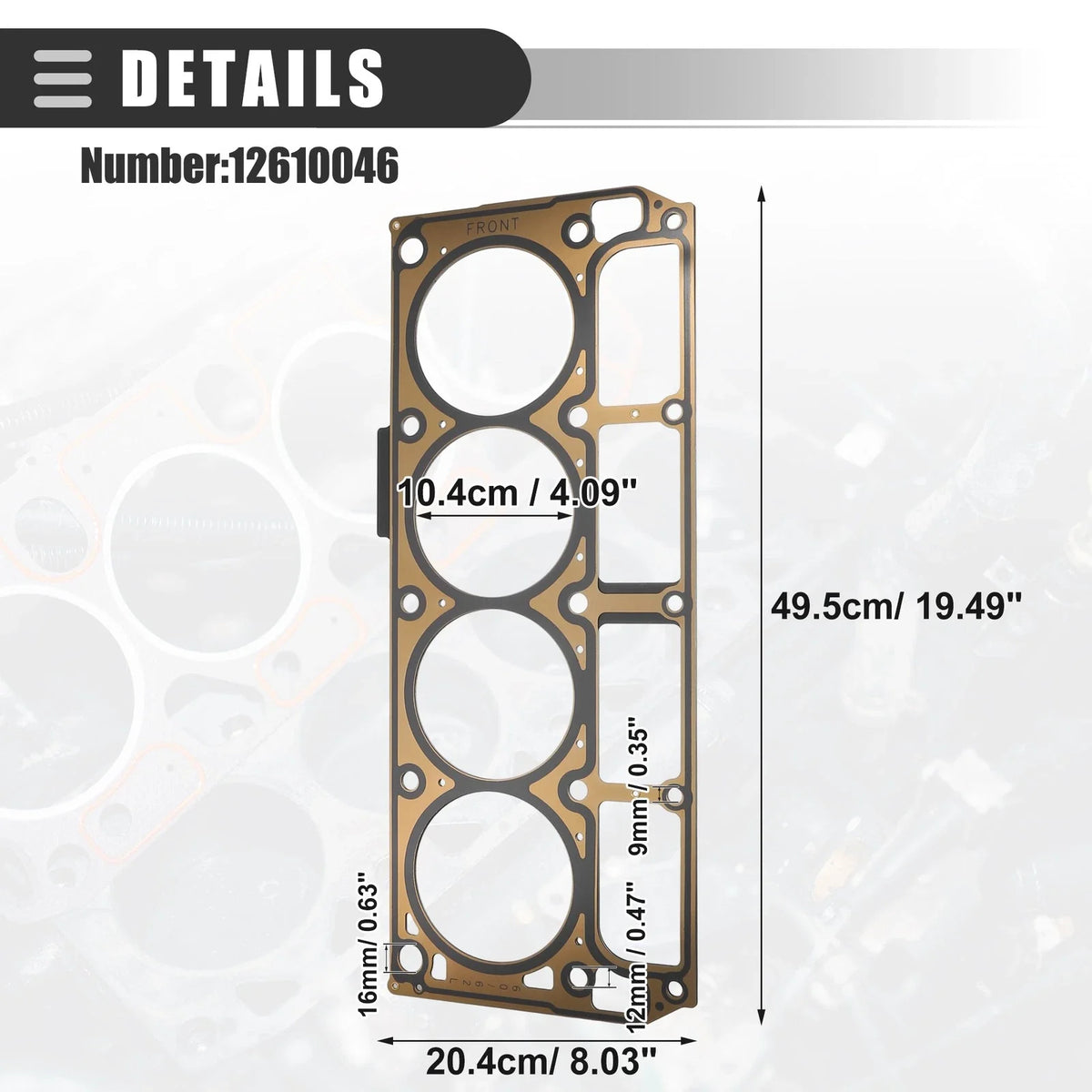 2 Pcs Cylinder Head Gasket for Cadillac Escalade (2007–2014) No. 12610046