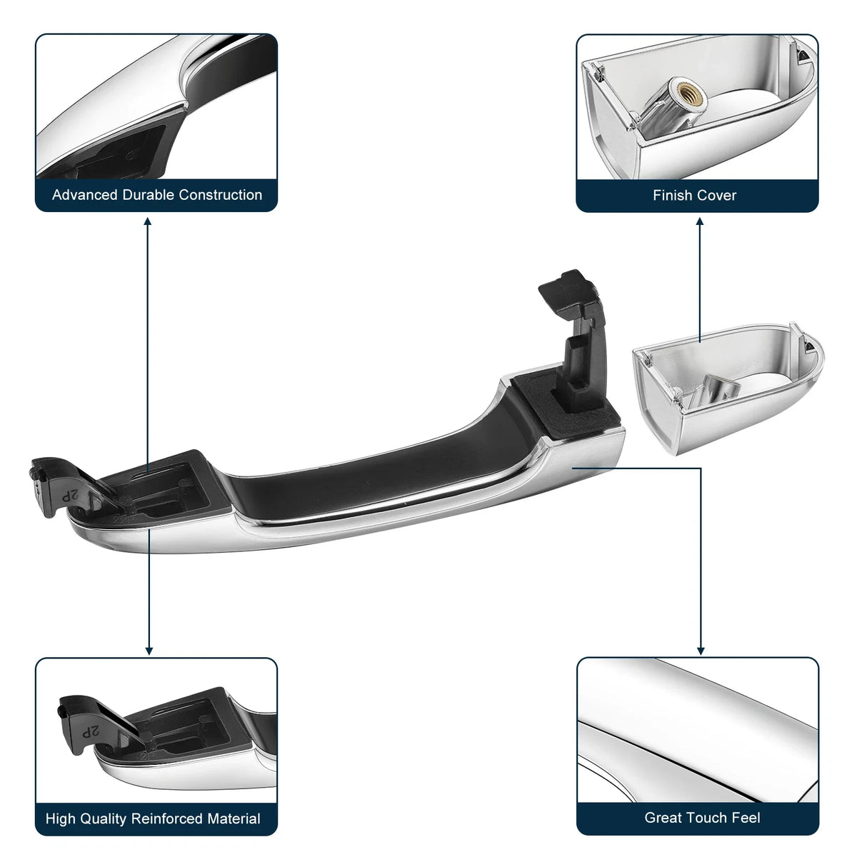 Exterior Door Handle for Kia Sorento (2011–2015) Rear Passenger Right RH Chrome
