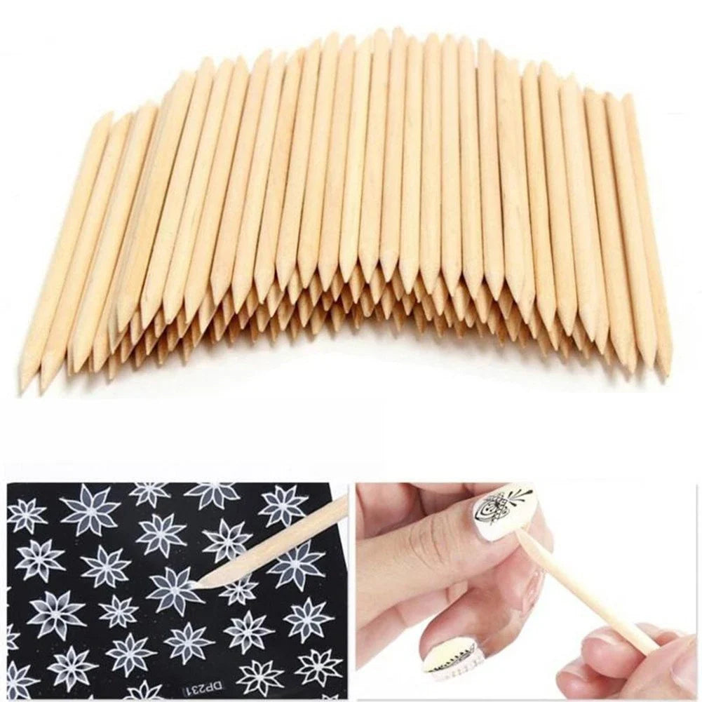 Set of 10 Cuticle Pushers for Nail Art (Wooden Sticks)