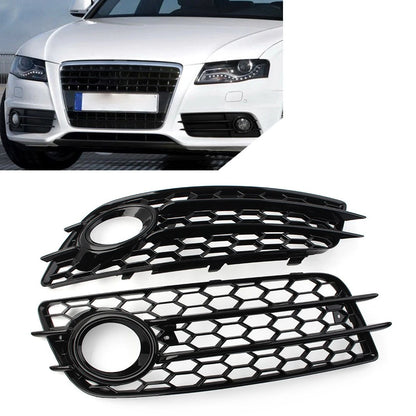 1 Pair Mesh Front Bumper Fog Light Grille Cover for Audi A4 B8 S4 (2008–2012)