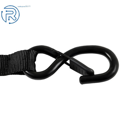 Set of 4 Black Ratchet Straps 2200 LB with Safety Lock S Hooks 15 FT