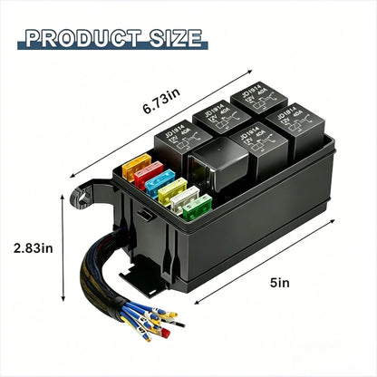6-Way Relay Fuse Box with Harness for Car Truck SUV (12V/24V)