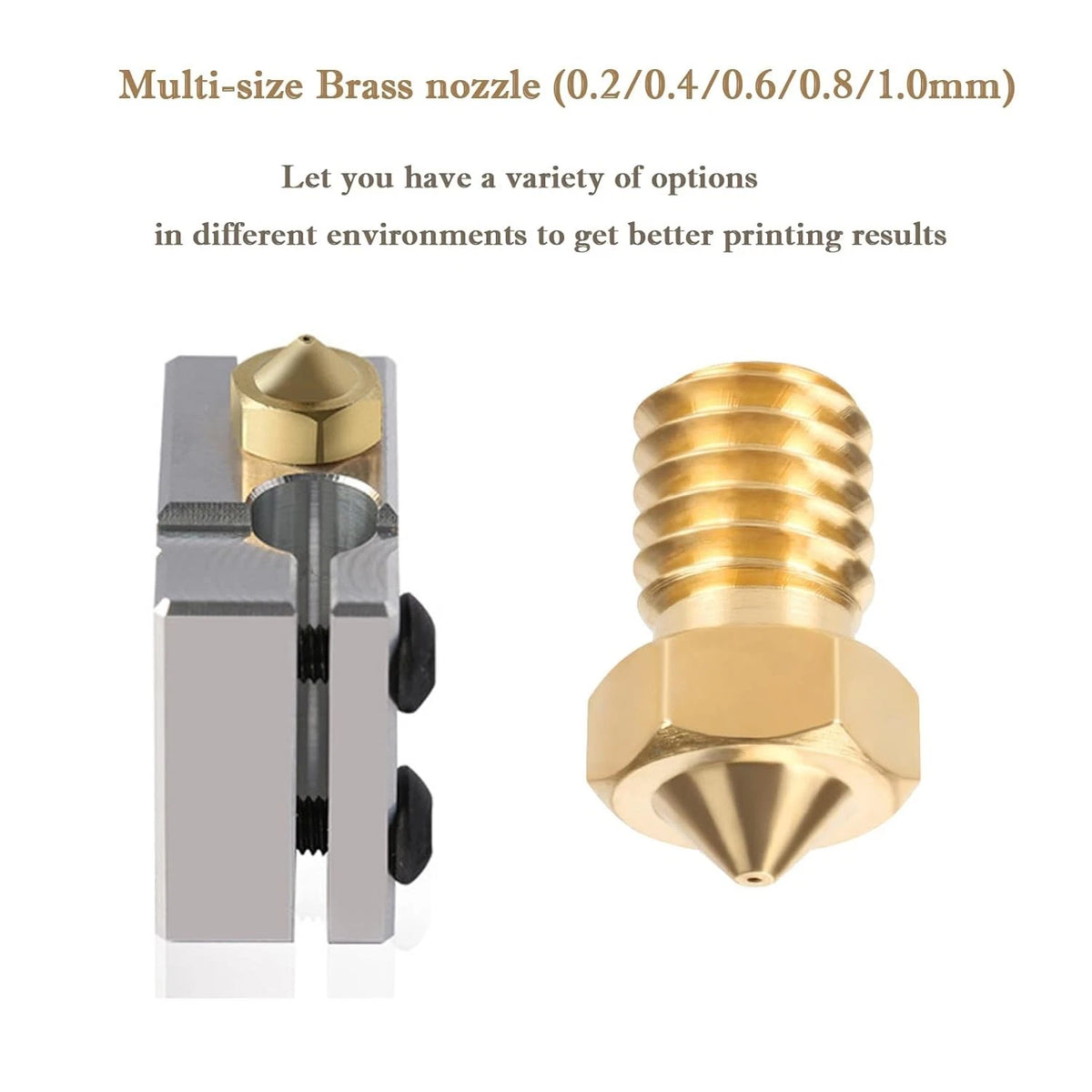 15PCS Brass Nozzles Kit for Anycubic 3D Printers (0.2–1.0mm)