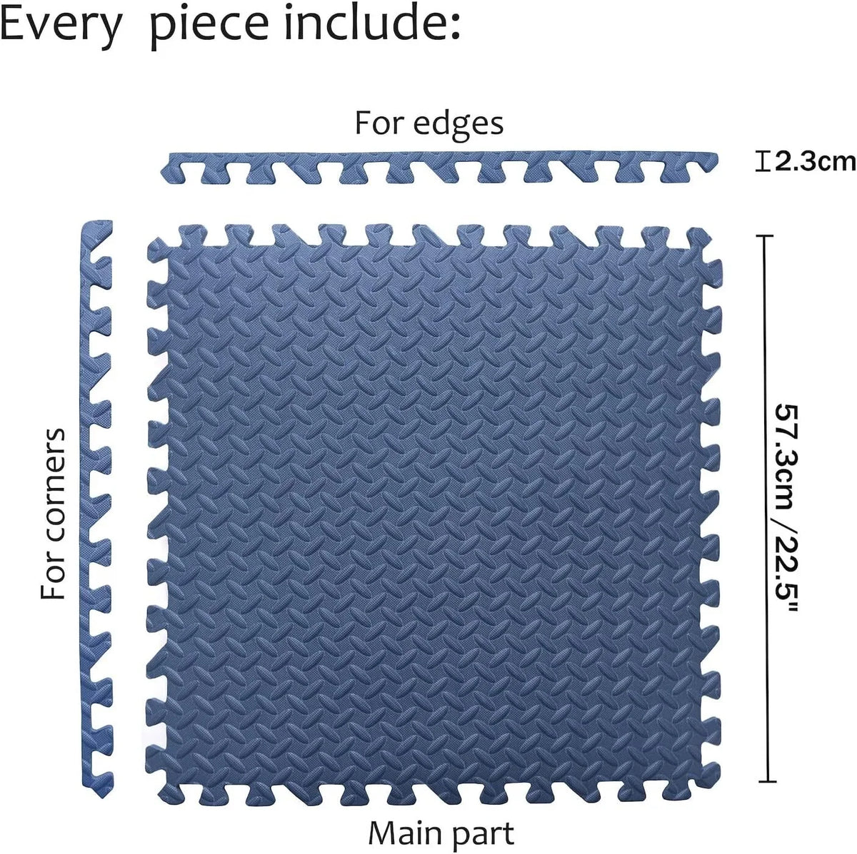 Set of 12 Blue EVA Foam Interlocking Exercise Mats for Gym Fitness Yoga