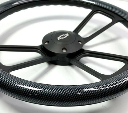 14 Inch Steering Wheel Cover Gloss Carbon Fiber for Universal Fit Vehicles (—)