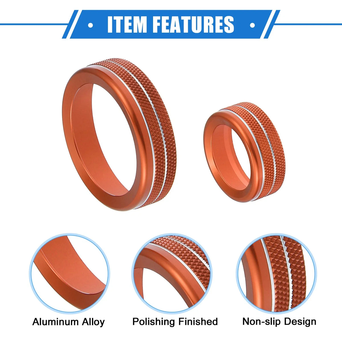 Set of 4 AC Climate Control Knob Rings for Ford Maverick (2022–2023) Orange