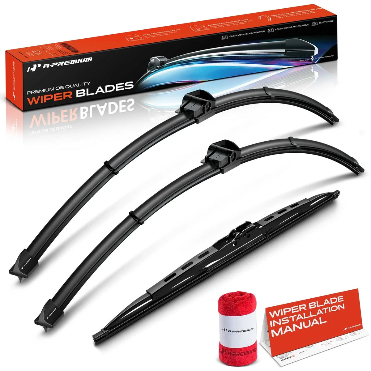 Set of 3 Wiper Blades for Mercedes-Benz E350 (2006–2009)