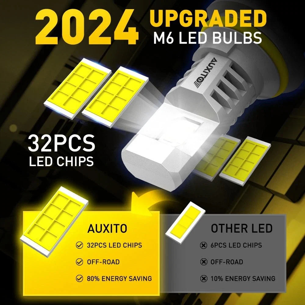 2X AUXITO 9007 HB5 LED Headlight Bulbs for High Low Beam (80000LM)