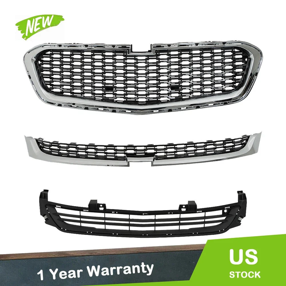 Set of 3 Front Bumper Grilles for Chevrolet Malibu (2014–2016)