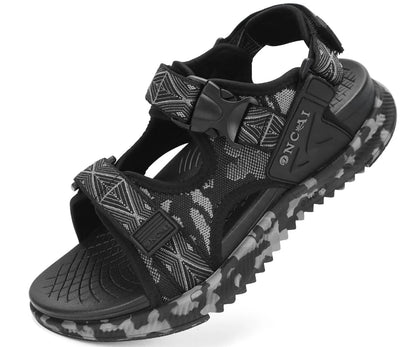 Set of 2 ONCAI Men's Hiking Sandals for Arch Support (10.5, Black-Camo)