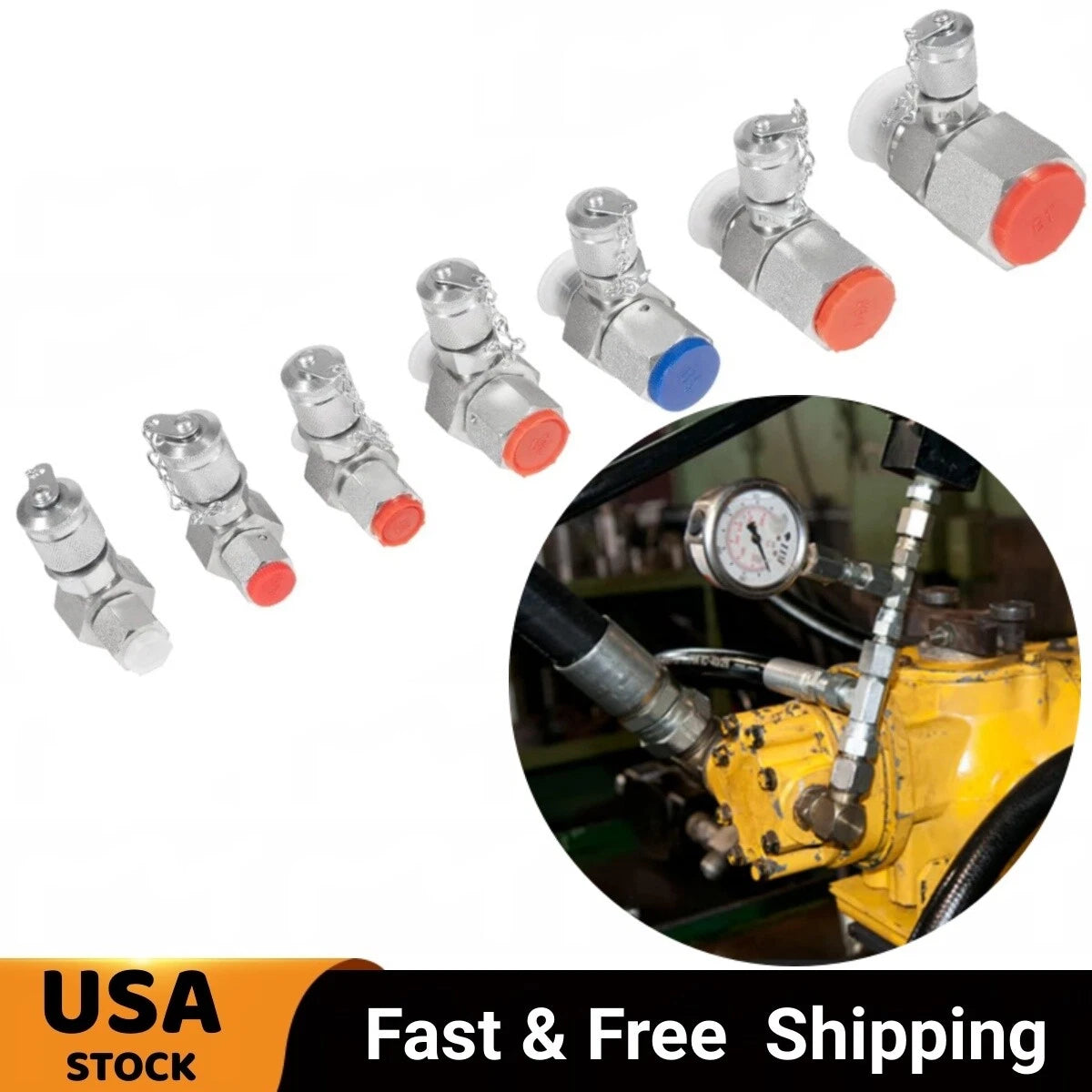 7 Pack JIC37 Hydraulic Tester Tee Connector Coupling for Excavator