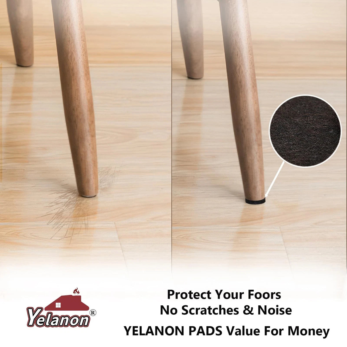 36 Pcs 2 Inch Brown Felt Furniture Pads Self-Stick Floor Protectors