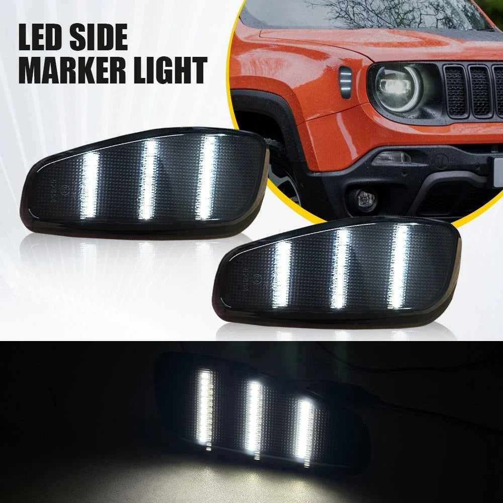 Set of 2 Smoked White LED Side Marker Lights for Jeep Renegade (2015–up)