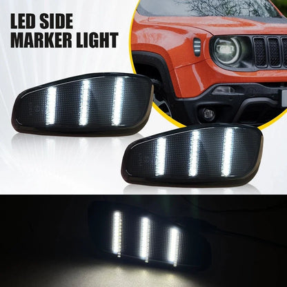 Set of 2 Smoked White LED Side Marker Lights for Jeep Renegade (2015–up)