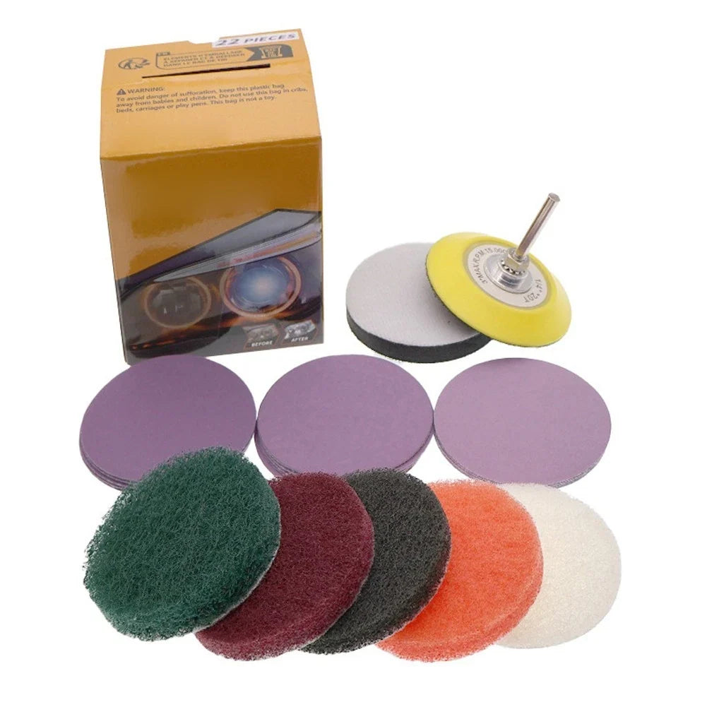 22-Piece Headlight Sanding and Polishing Kit for Car Headlight Repair