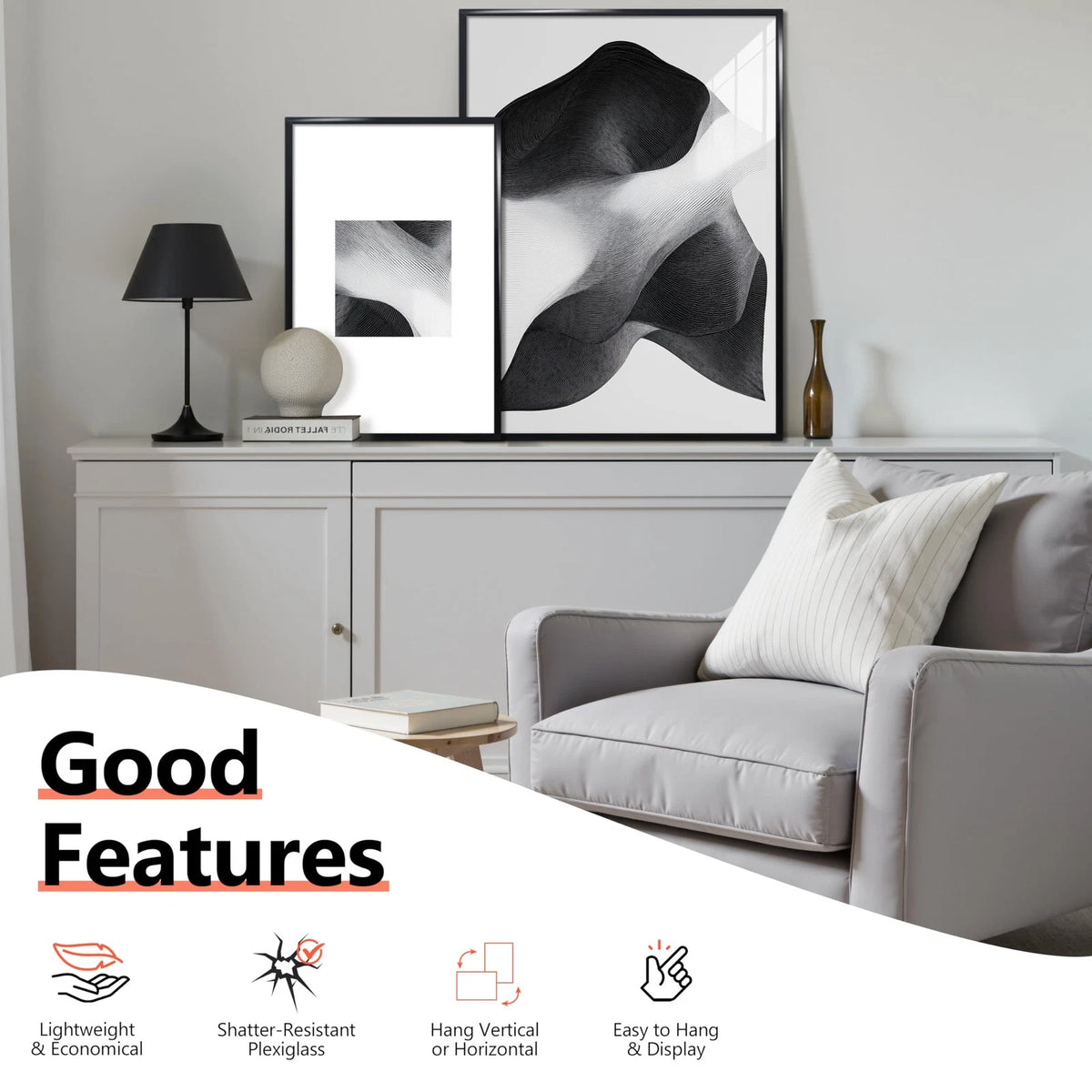 Set of 5 Black 16x24 Poster Frames for 16x24 Prints