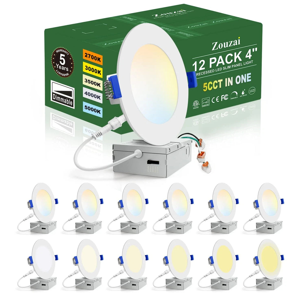 12 Pack 4 Inch LED Lights 5CCT for Automotive Use