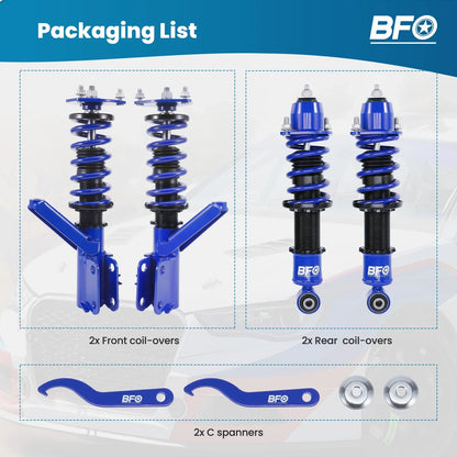 BFO Adjustable Coilover Lowering Kit for Honda Civic Si EM2 (2001–2005)