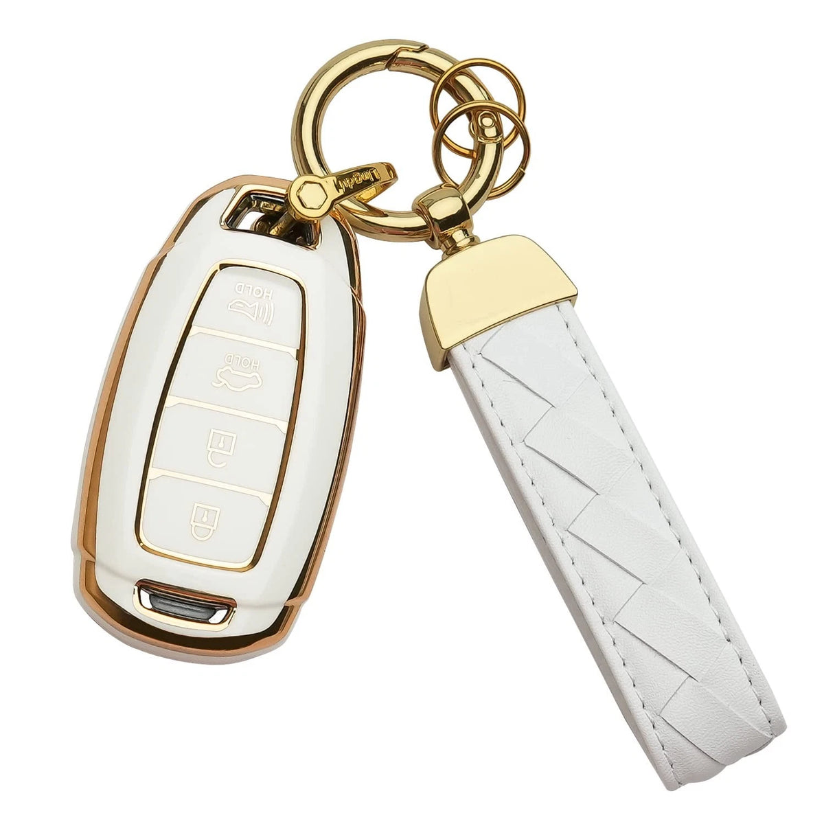 Key Fob Cover for Hyundai Models (2019–2021) Smart Key Shell Case, Ivory White