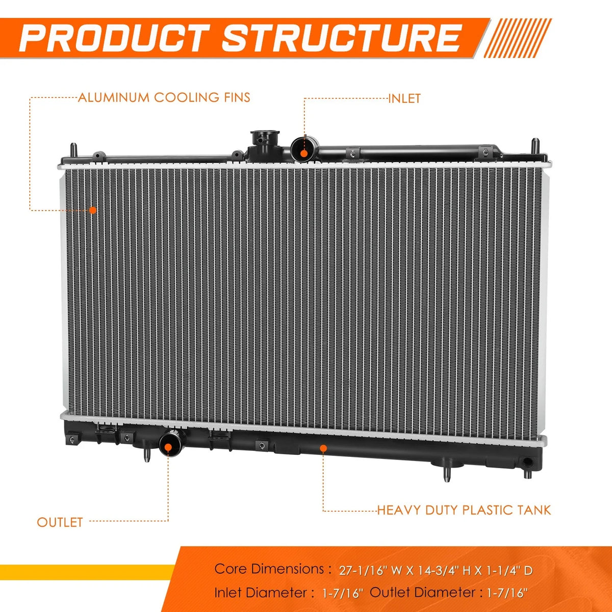 Aluminum Cooling Radiator for Mitsubishi Lancer (2003–2006) DPI-2676